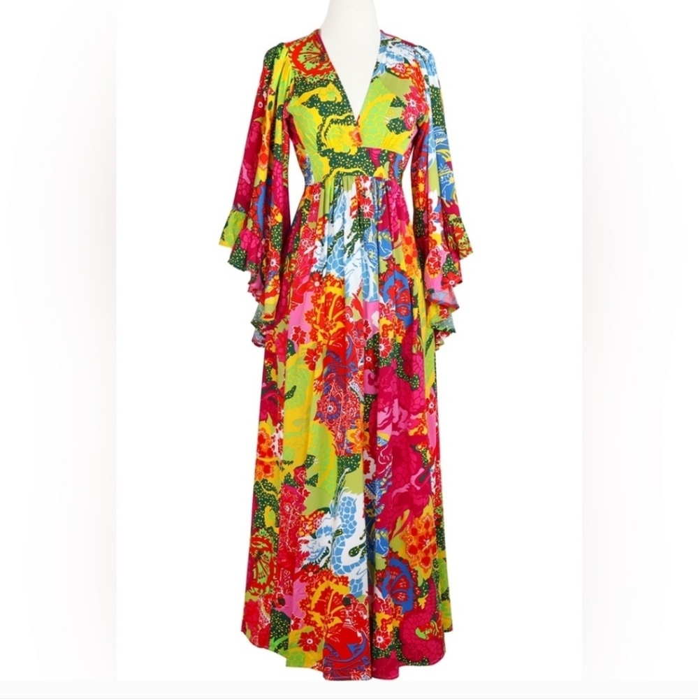 Butterfly Caftan Dress - Psychedelic Dragon LARGE - NWT
